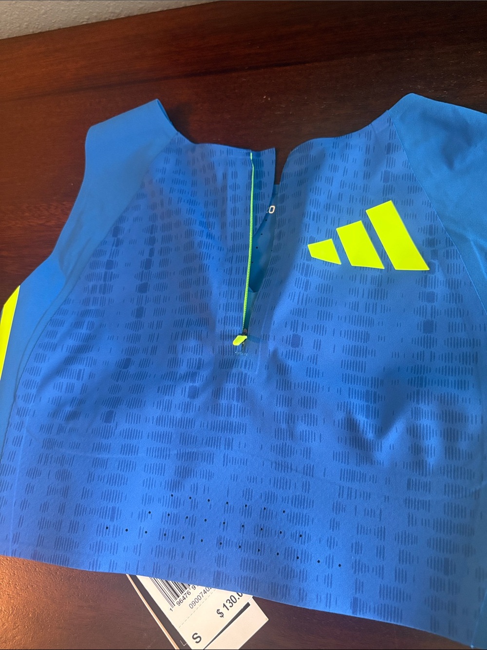 Adidas Blue & Neon Athletic Running Crop Top - Picture 3 of 12
